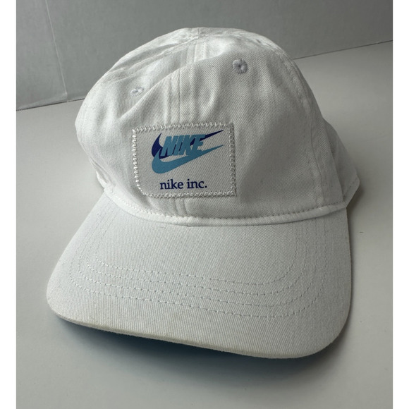 Nike TODDLER HBR Patch Curve Brim Cap White Blue Adjustable Strap Back Hat Rare - Picture 9 of 9